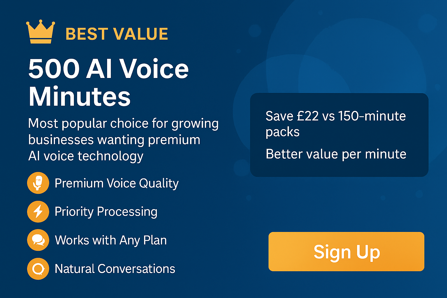 AI voice 500 minutes social share marketing asset for Team-Connect premium voice features