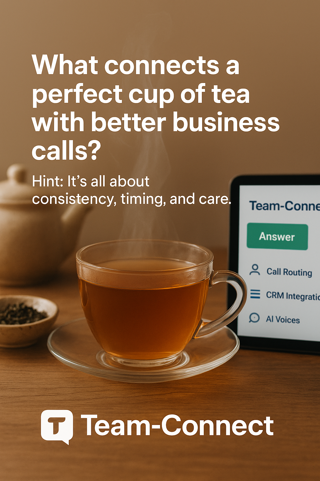 Team-Connect coffee marketing asset featuring lifestyle branding and casual business communication approach