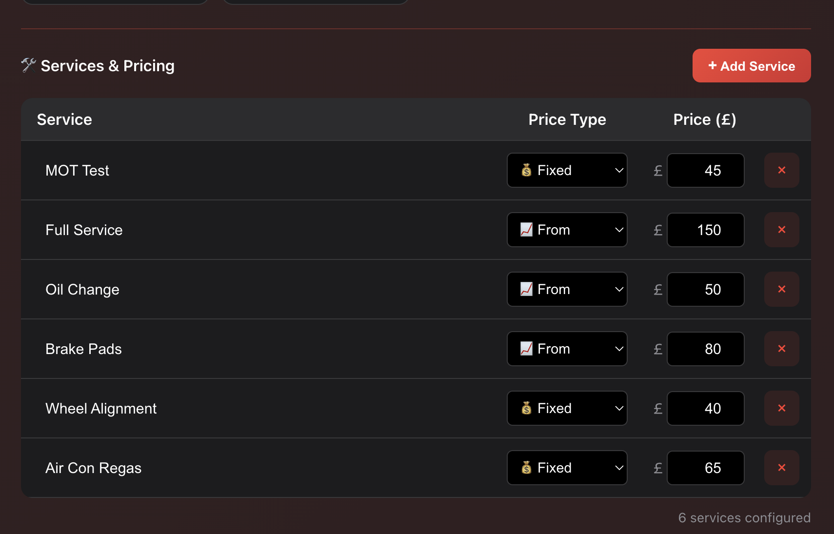 add services to your Johno Groats garage