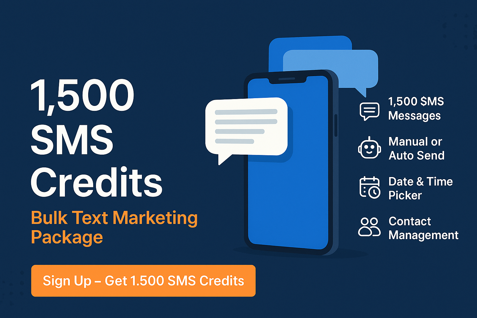 SMS marketing credits management showing balance, usage, and top-up options